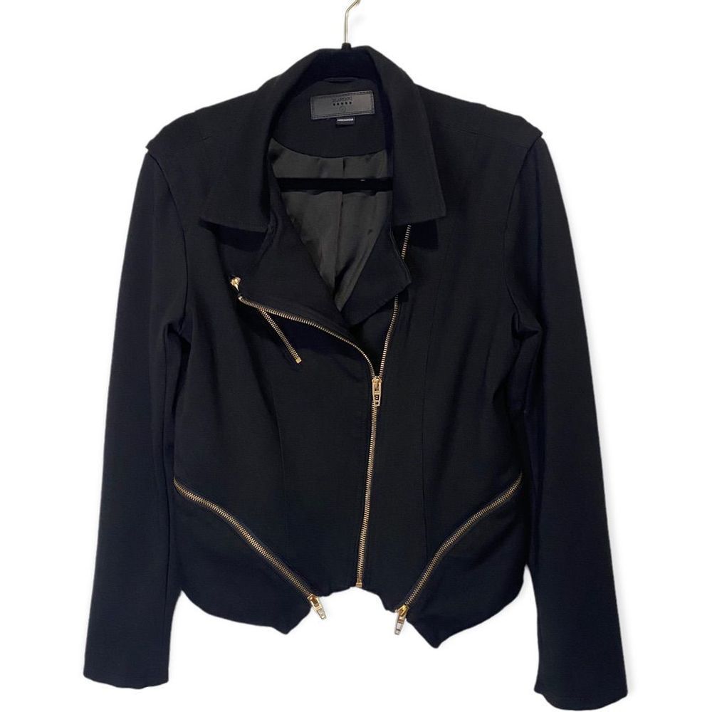Blank NYC Black and Rosegold Moto Jacket “Psycopath Ponte Moto Jacket” size M